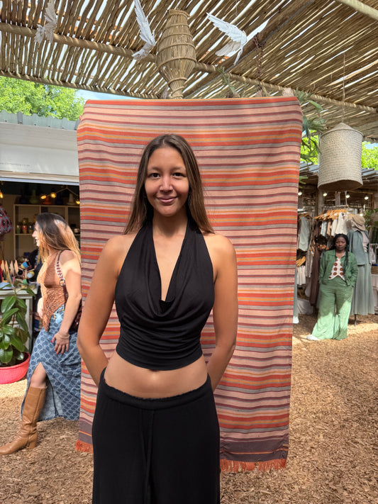 Black Cowl Neck Top
